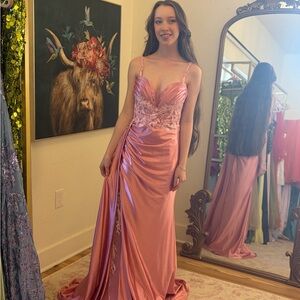 Glamorous Satin Pink Prom Dress